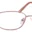 A pair of pink glasses with clear lenses.