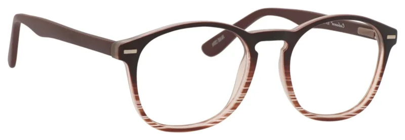 A pair of glasses is shown with the frame in focus.