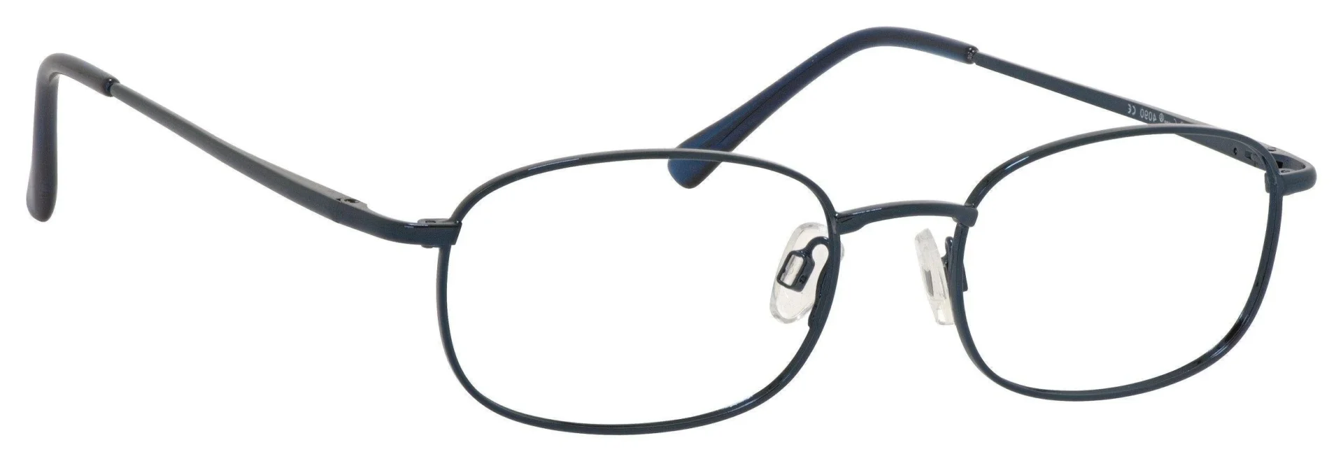 A pair of glasses is shown with no lens.