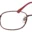 A pair of glasses is shown with red frames.