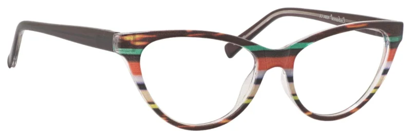 A pair of glasses with different colored frames.