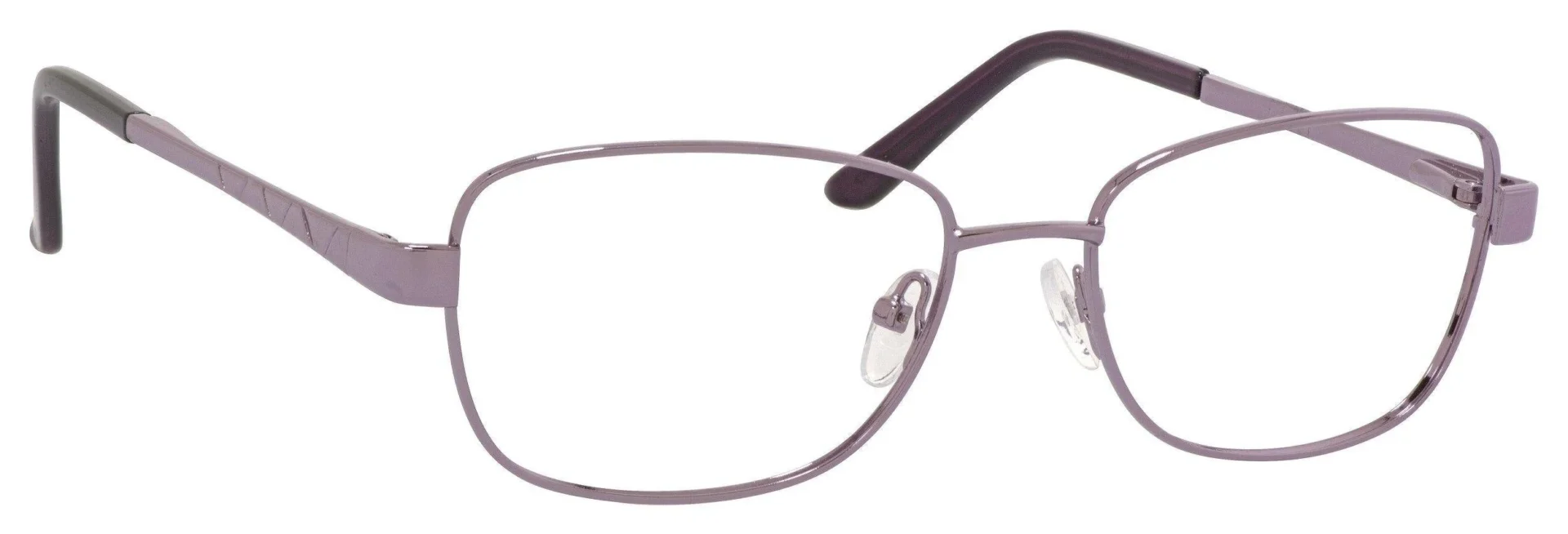 A pair of glasses is shown with no lens.