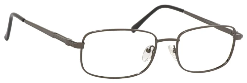 A pair of glasses with a black rim and metal frames.