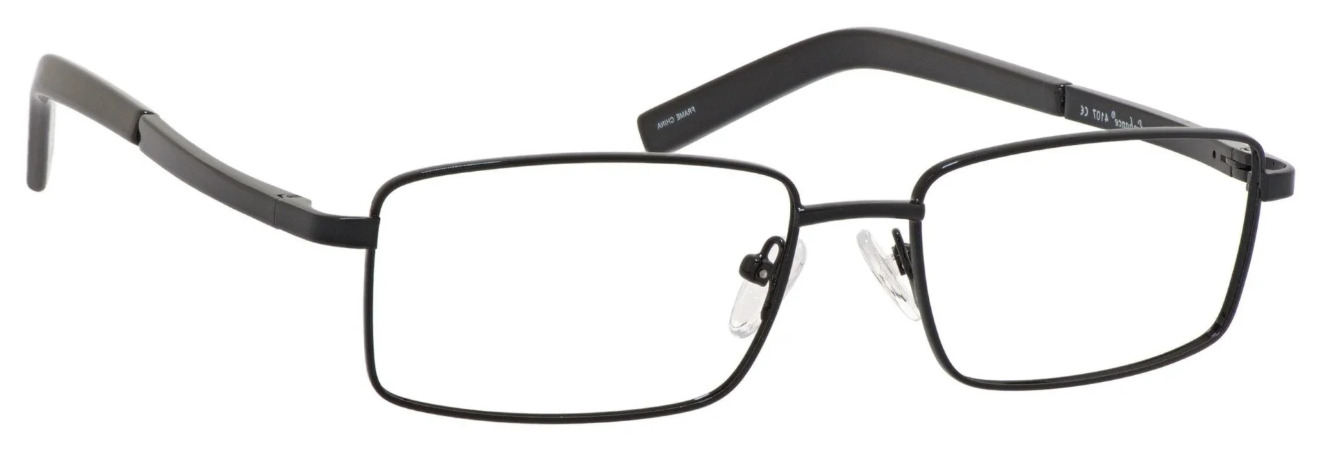 A pair of glasses is shown with no lens.