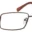 A pair of glasses with brown frames and red tips.