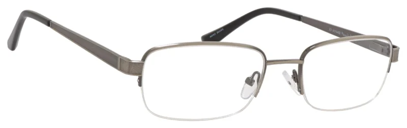 A pair of glasses with black and silver frames.