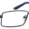 A pair of glasses with blue frames and black rims.