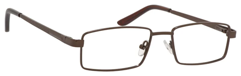 A pair of glasses with brown frames and black rims.