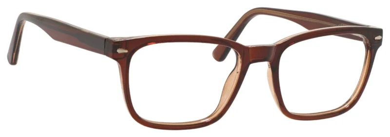 A pair of glasses is shown with the frame on.