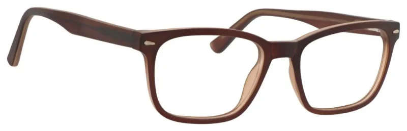 A pair of glasses is shown with the frame on.