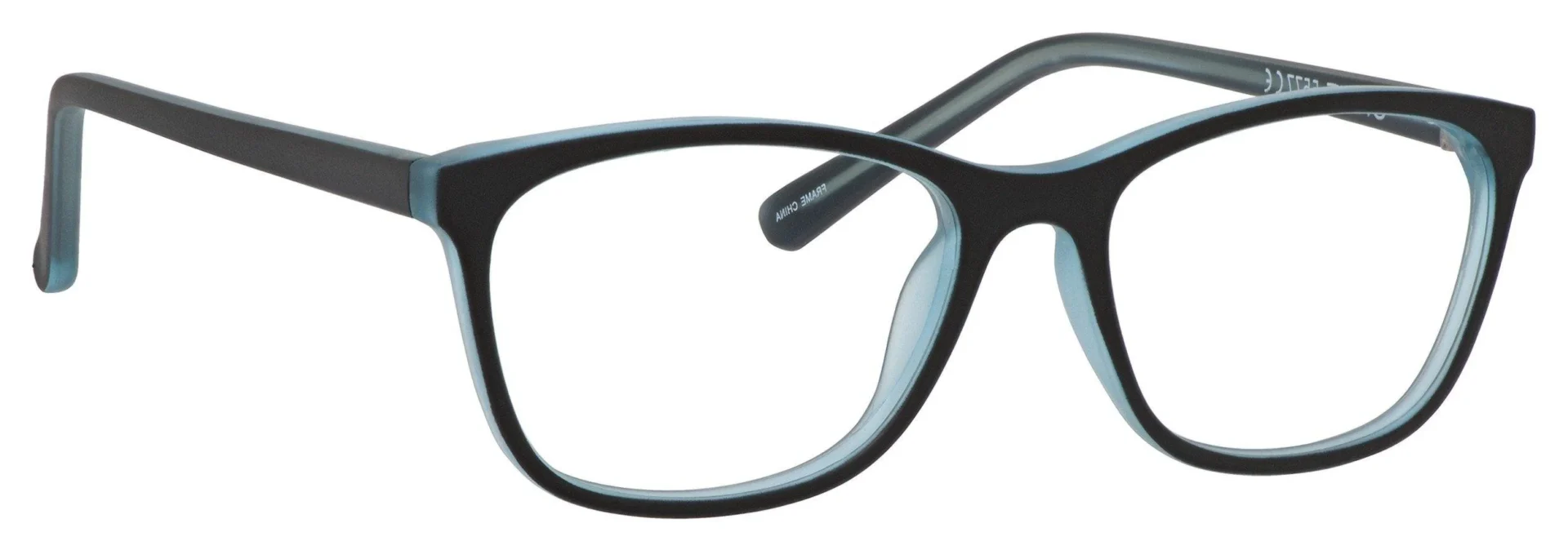 A pair of glasses is shown with the frame closed.