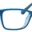 A pair of blue glasses with a black rim.