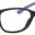 A pair of glasses with purple tips on the side.