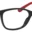 A pair of glasses is shown with red tips.