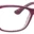 A pair of glasses is shown with purple frames.