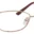 A pair of glasses with brown frames and red tips.