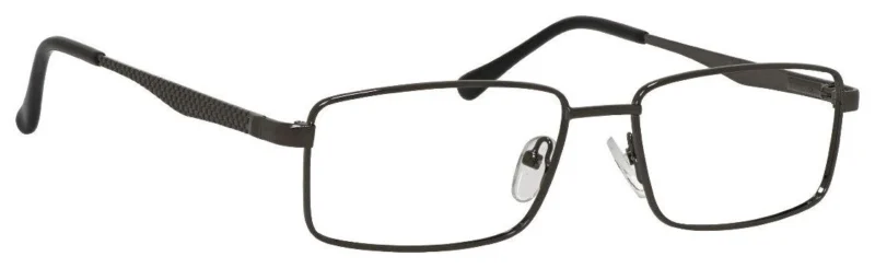 A pair of glasses is shown with no lens.