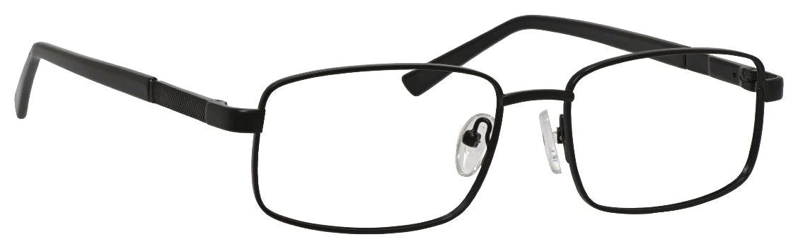 A pair of glasses is shown with no lens.