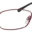 A pair of glasses with red frames and black tips.