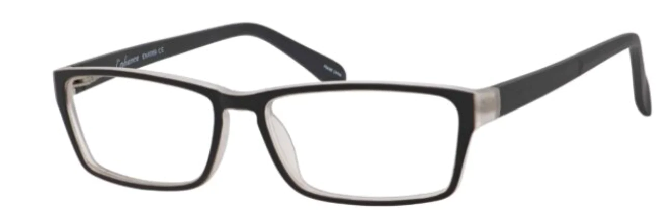 A pair of glasses is shown with no lens.