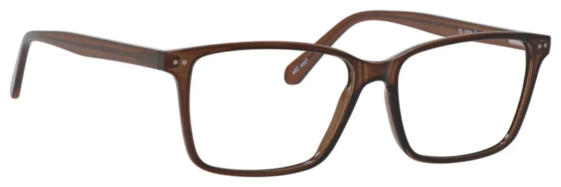 A pair of glasses is shown with the frame in front.