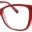 A pair of red glasses with clear lenses.