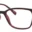 A pair of glasses is shown with red frames.