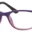 A pair of purple glasses with black temples.