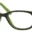 A pair of glasses is shown with green frames.