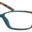 A pair of glasses is shown with the frame in blue.