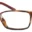 A pair of glasses is shown with the frame slightly bent.