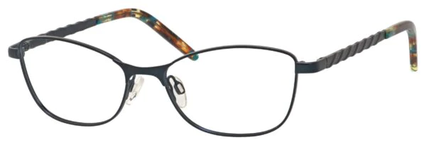 A pair of glasses is shown with different colored frames.