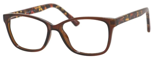 A pair of glasses is shown with the same color as the frame.