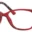 A pair of red glasses with brown accents.