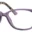 A pair of purple glasses with a leopard print on the side.