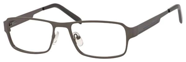 A pair of glasses is shown with no lens.