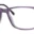 A pair of purple glasses with black temples.