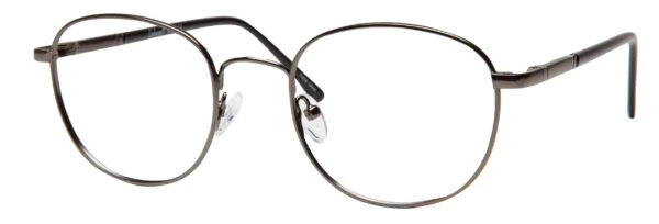 A pair of glasses is shown with no lens.