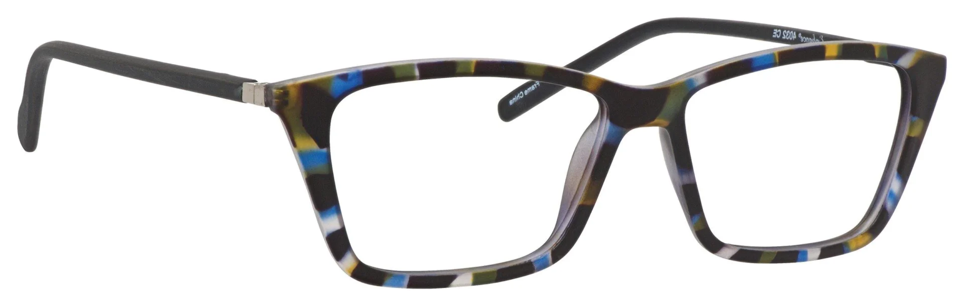 A pair of glasses is shown with different colors.