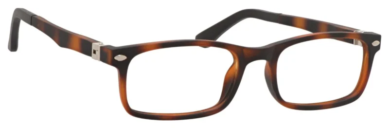 A pair of glasses is shown with no lens.