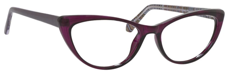 A pair of glasses is shown with the same color as the frame.