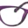 A pair of purple glasses with a black rim.