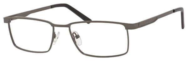 A pair of glasses is shown with no lens.