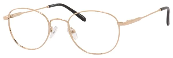 A pair of glasses is shown with black temples.