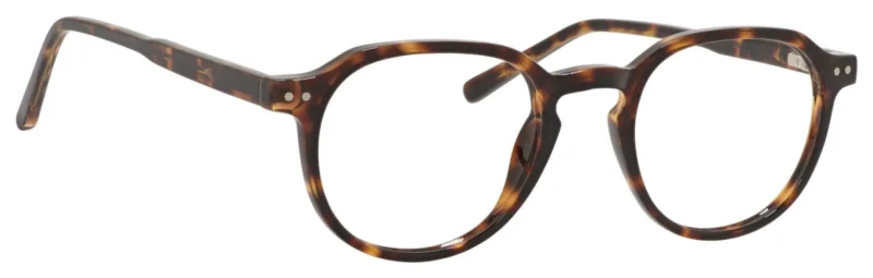 A close up of the side view of a pair of glasses.