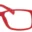 A pair of red glasses is shown.