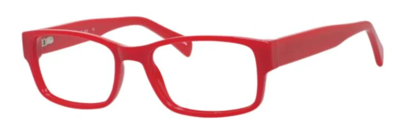 A pair of red glasses is shown.